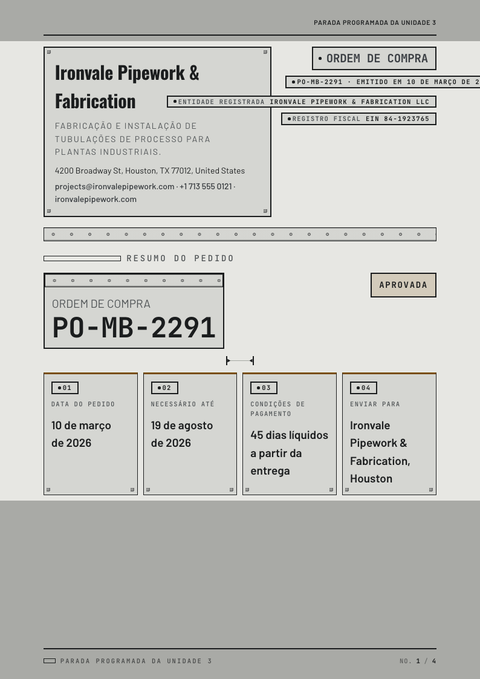 A finished purchase order rendered in a estilo de vida look