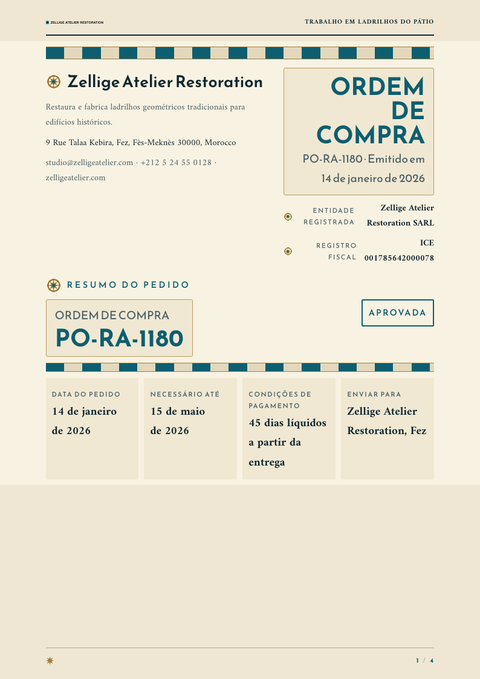 A finished purchase order rendered in a cultural look