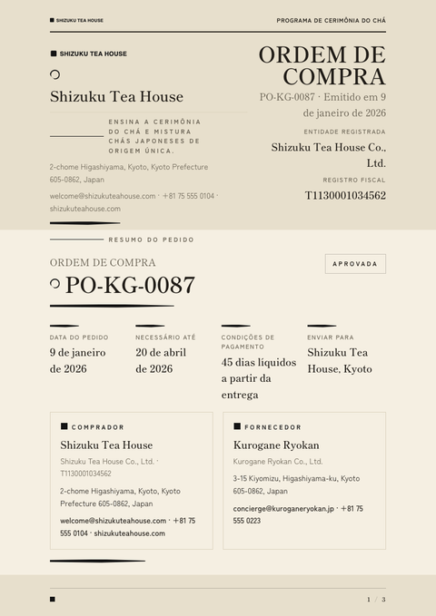 A finished purchase order rendered in a cultural look
