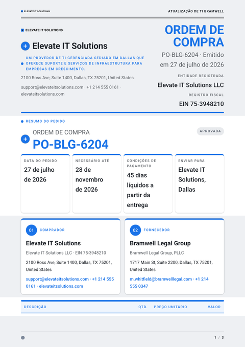 A finished purchase order rendered in a flat & minimalista look