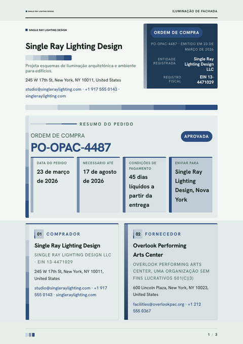 A finished purchase order rendered in a cor look
