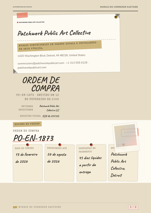 A finished purchase order rendered in a foto look