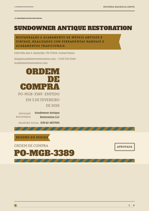 A finished purchase order rendered in a retrô look