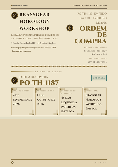 A finished purchase order rendered in a escuro look