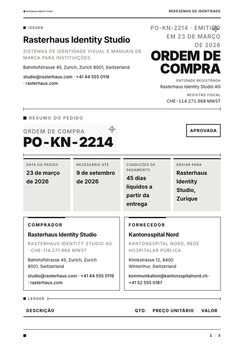 A finished purchase order rendered in a flat & minimalista look