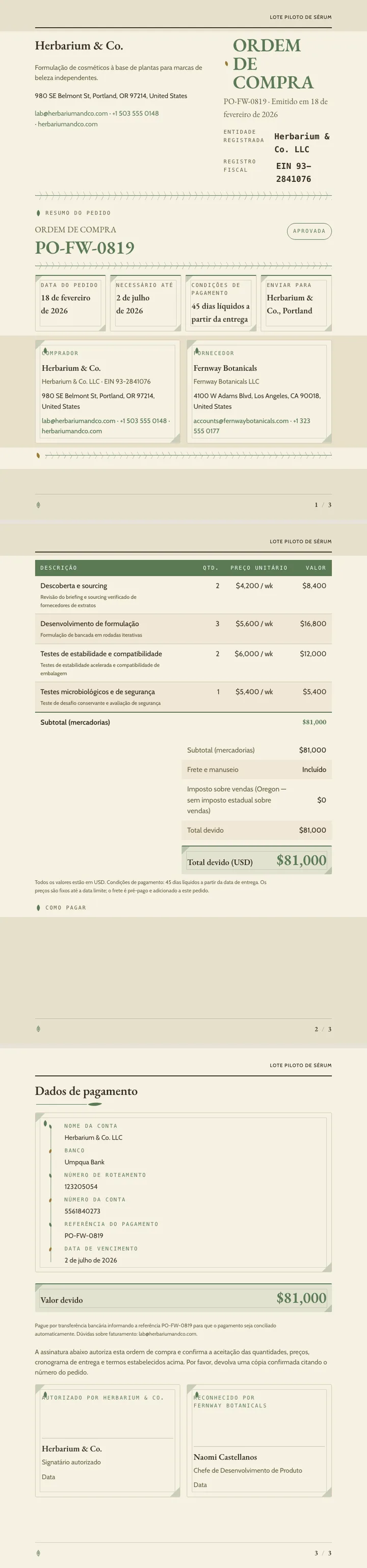 Botânico — exemplo completo criado pelo Waxe