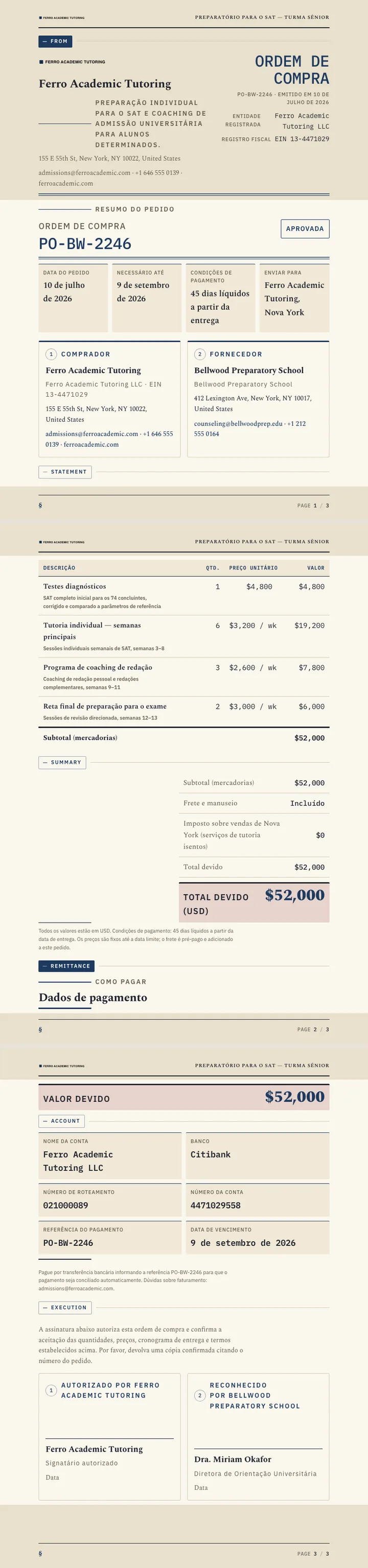Educacional / Acadêmico — exemplo completo criado pelo Waxe