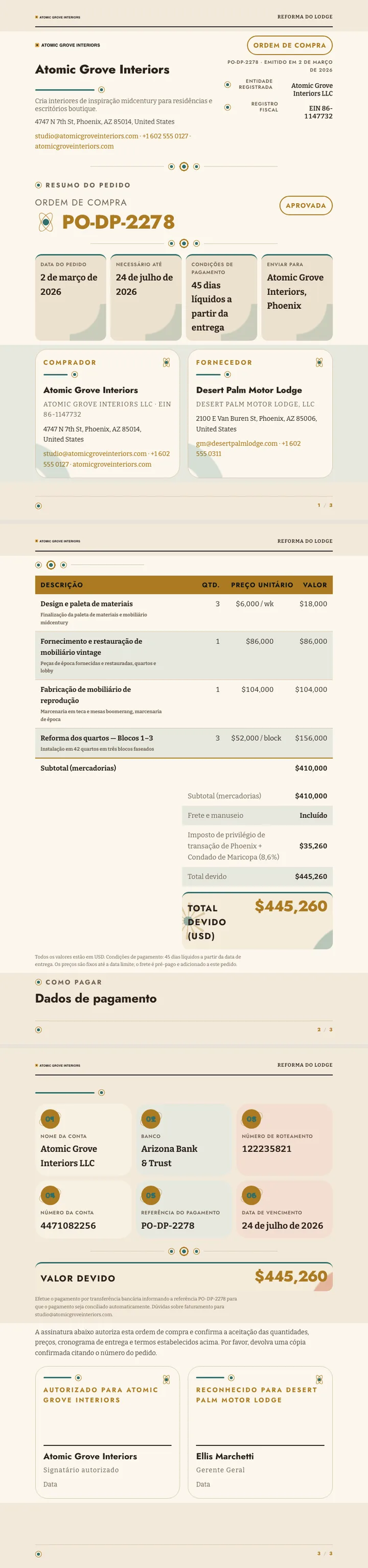 Moderno de Meados do Século — exemplo completo criado pelo Waxe