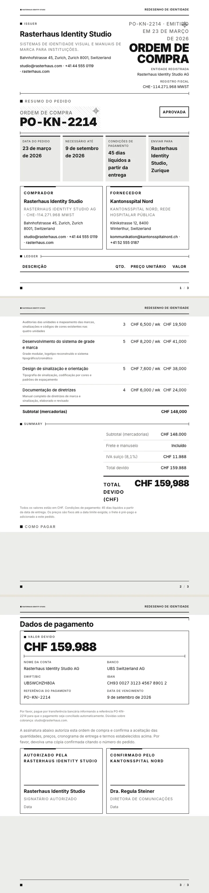 Suíço / Internacional — exemplo completo criado pelo Waxe