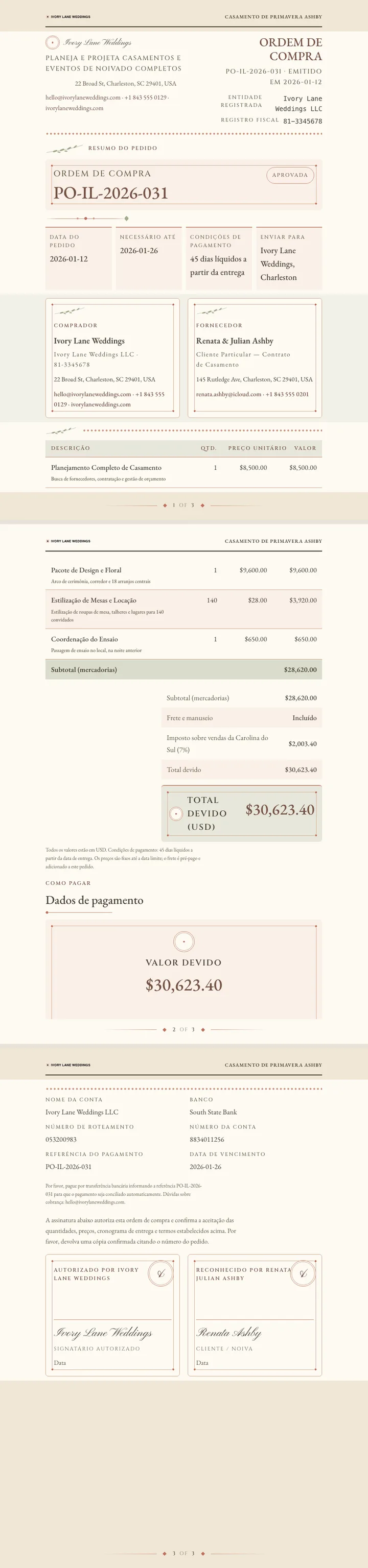 Casamento / Nupcial — exemplo completo criado pelo Waxe