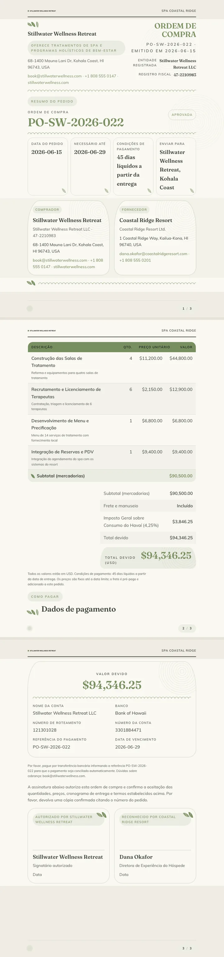 Bem-estar / Spa — exemplo completo criado pelo Waxe