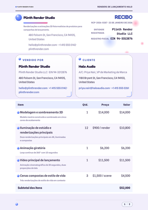 A finished receipt rendered in a 3d look