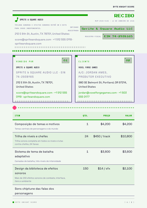 A finished receipt rendered in a games & pop look