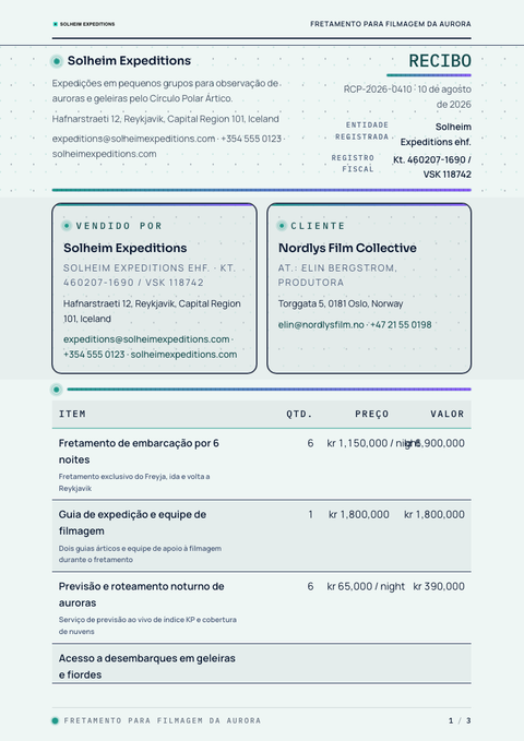 A finished receipt rendered in a gradiente look