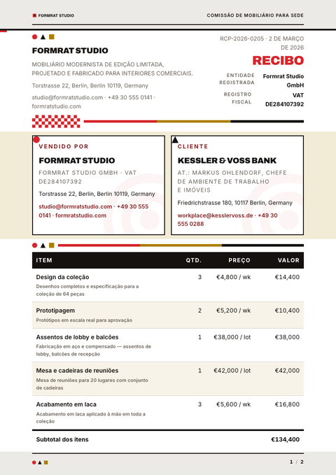 A finished receipt rendered in a retrô look