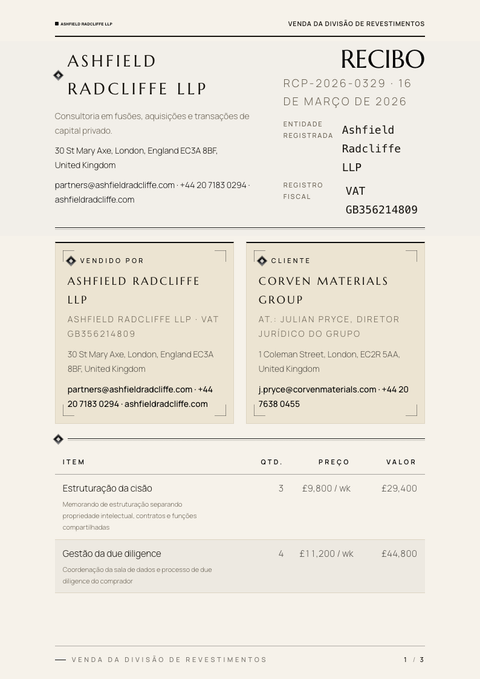 A finished receipt rendered in a luxo look