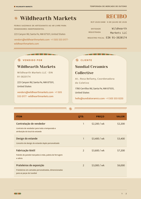 A finished receipt rendered in a estilo de vida look