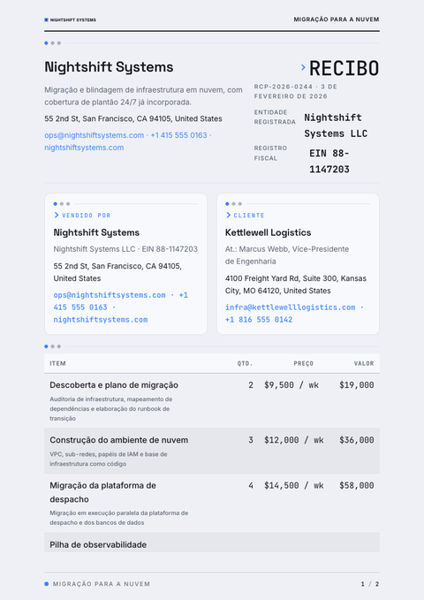 A finished receipt rendered in a escuro look