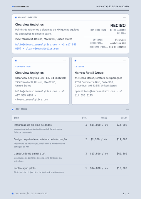 A finished receipt rendered in a técnico look