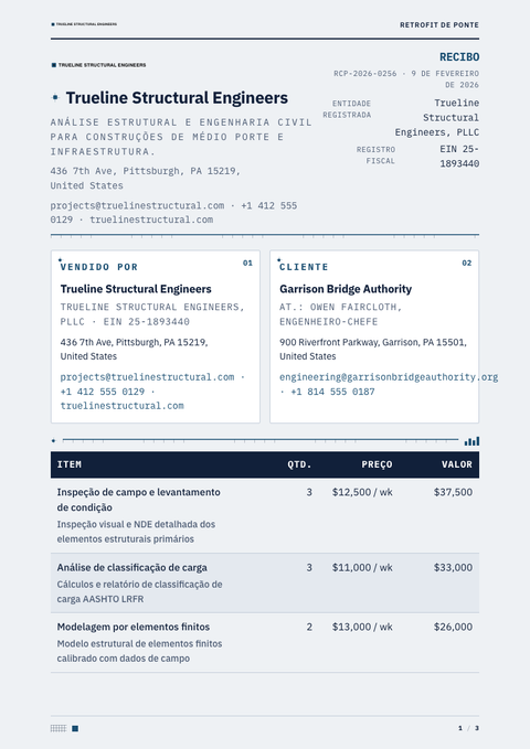 A finished receipt rendered in a técnico look