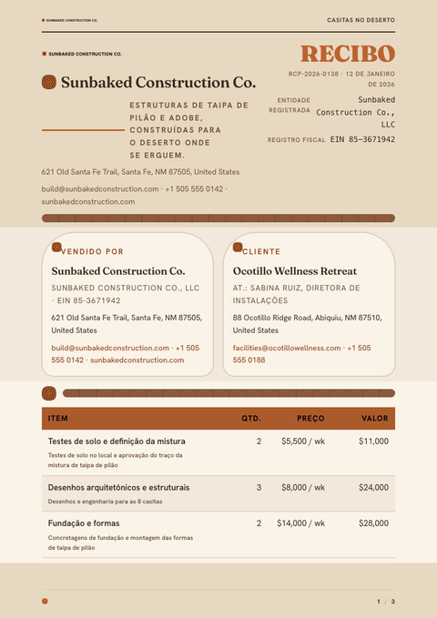 A finished receipt rendered in a natureza look