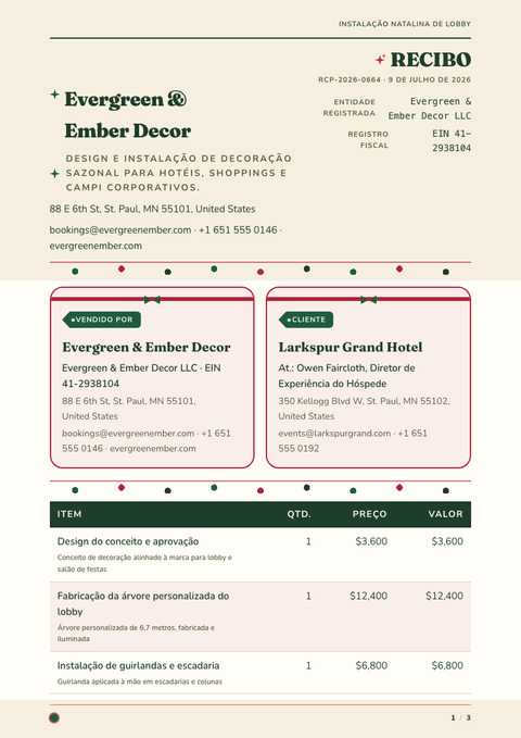 A finished receipt rendered in a diversos look