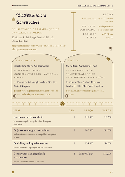 A finished receipt rendered in a escuro look