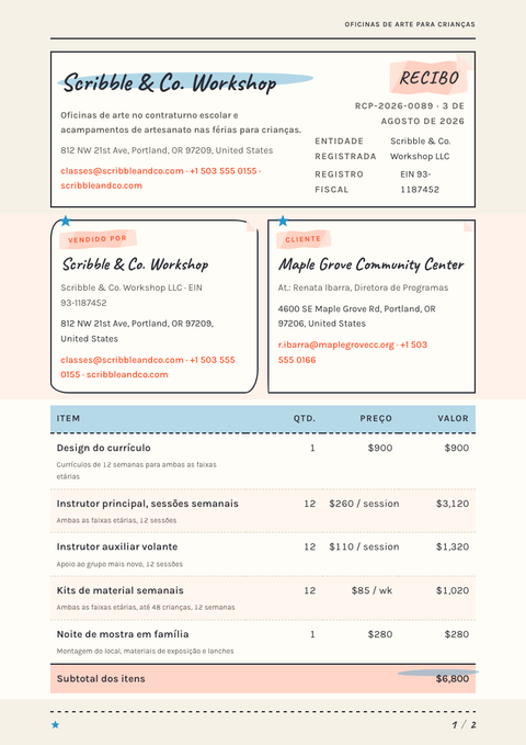 A finished receipt rendered in a ilustrado look
