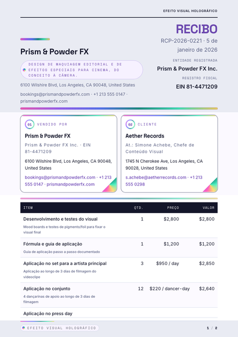 A finished receipt rendered in a futurista look