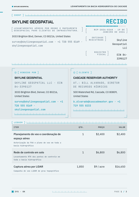 A finished receipt rendered in a futurista look