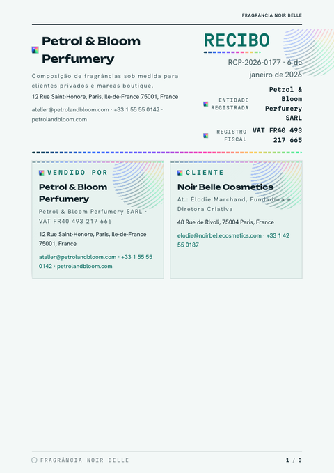 A finished receipt rendered in a gradiente look