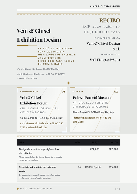 A finished receipt rendered in a luxo look