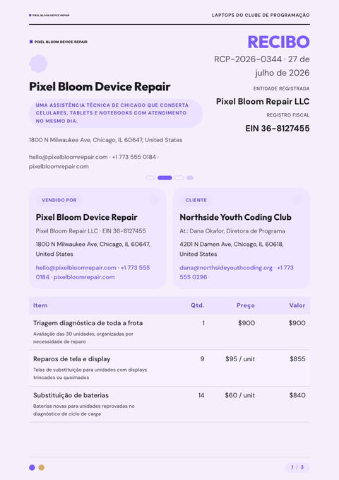 A finished receipt rendered in a flat & minimalista look