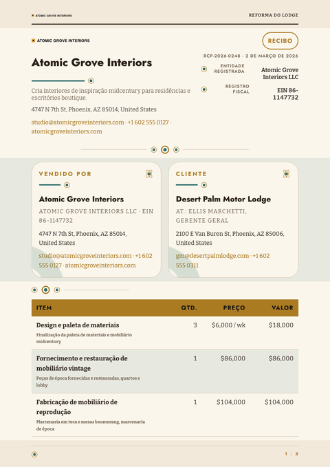 A finished receipt rendered in a retrô look