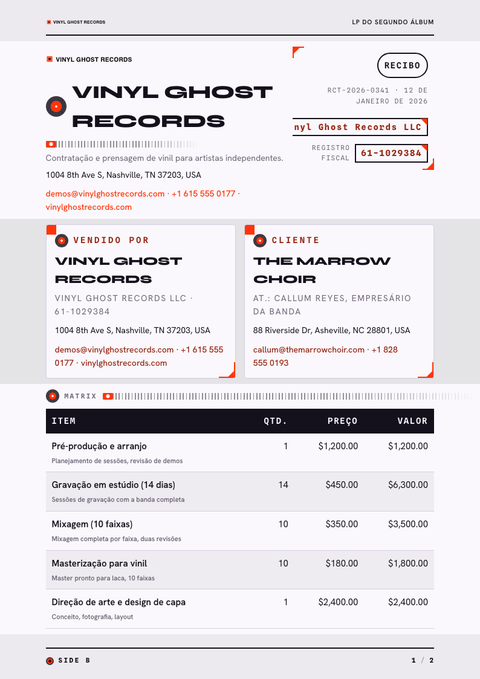 A finished receipt rendered in a diversos look