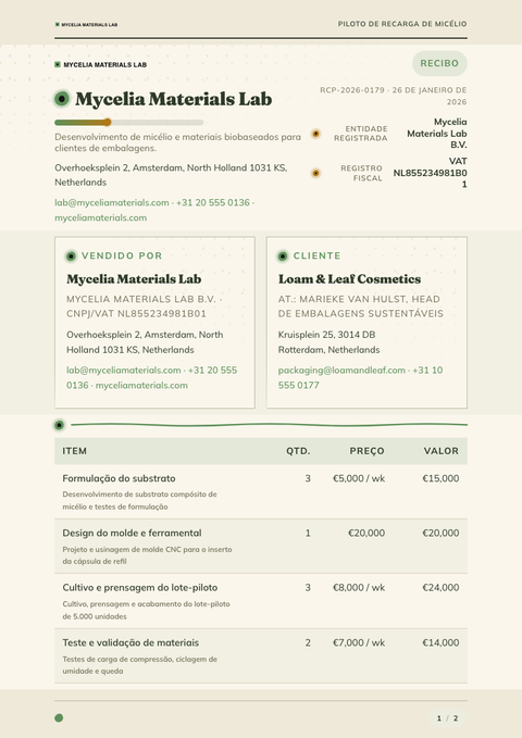 A finished receipt rendered in a natureza look