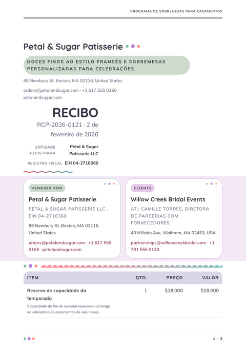 A finished receipt rendered in a cor look