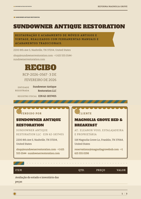A finished receipt rendered in a retrô look