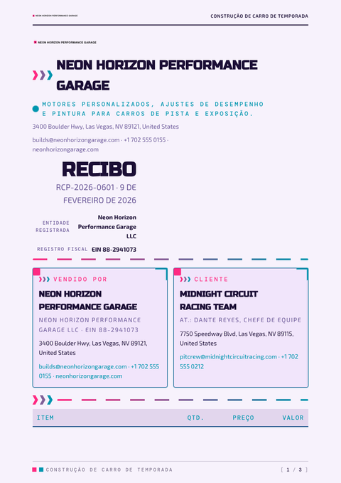 A finished receipt rendered in a retrô look