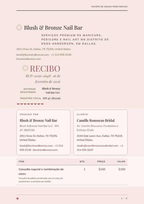 A finished receipt rendered in a luxo look
