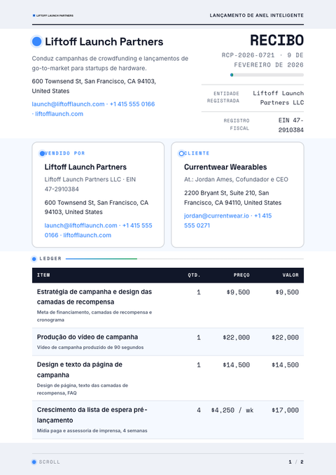 A finished receipt rendered in a movimento look