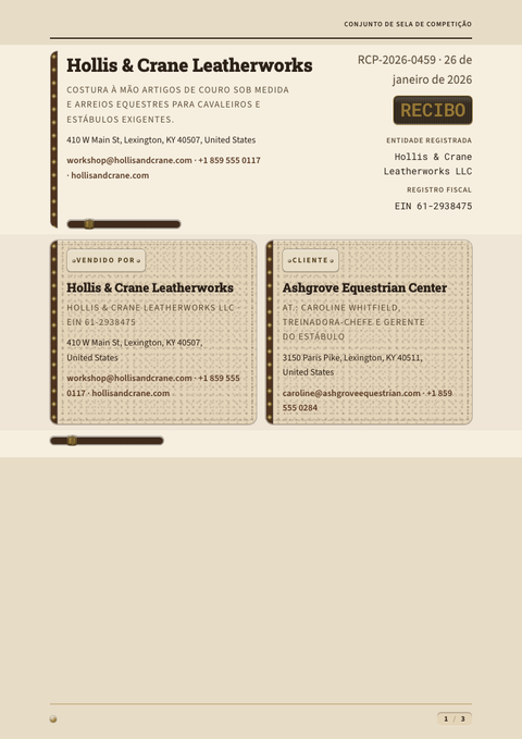 A finished receipt rendered in a morfismo look