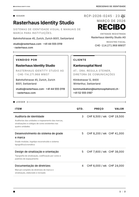 A finished receipt rendered in a flat & minimalista look