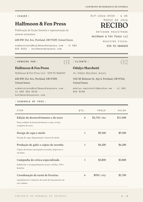 A finished receipt rendered in a tipográfico look