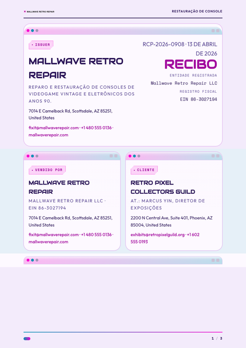 A finished receipt rendered in a retrô look