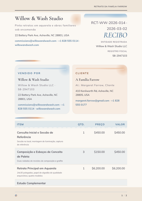 A finished receipt rendered in a ilustrado look