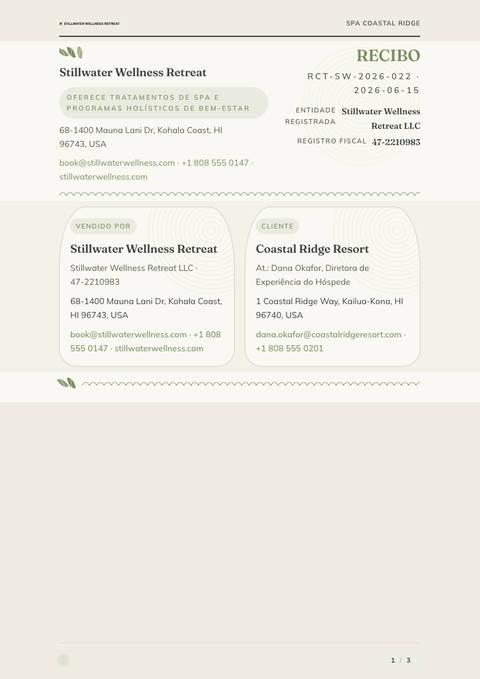 A finished receipt rendered in a estilo de vida look