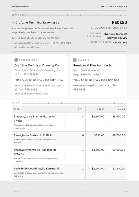 A finished receipt rendered in a técnico look