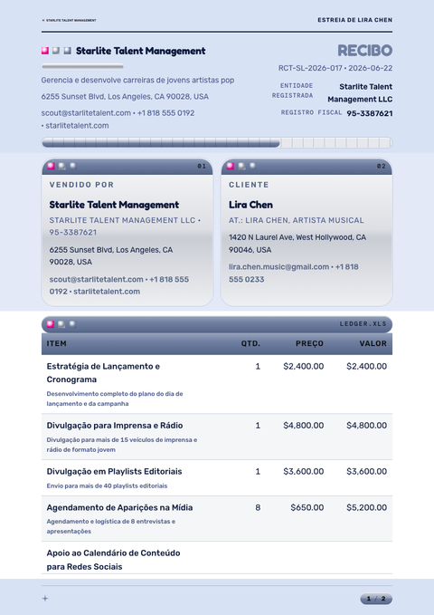 A finished receipt rendered in a retrô look