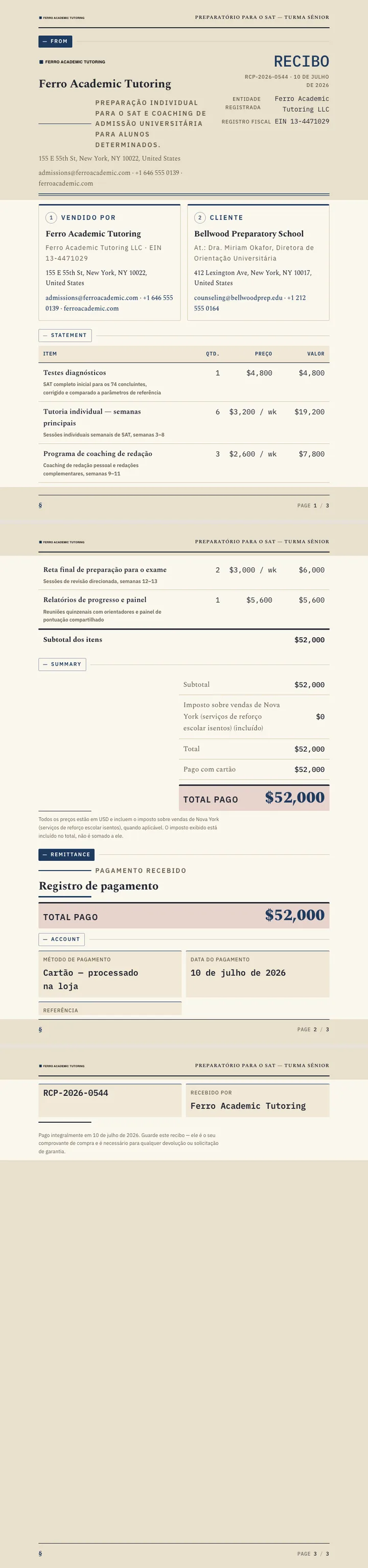 Educacional / Acadêmico — exemplo completo criado pelo Waxe